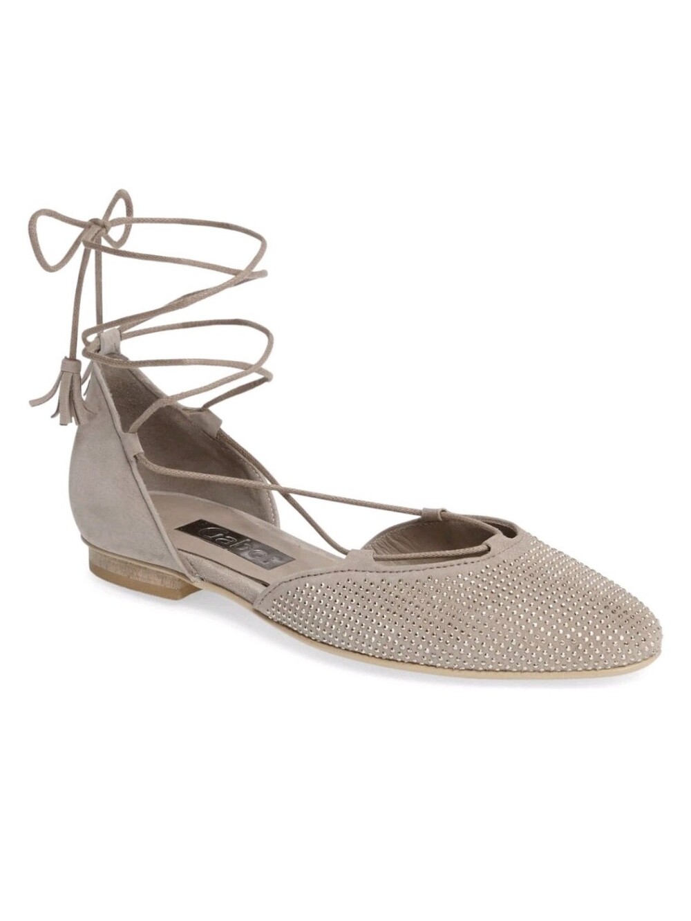Gabor US 7.5 Studded Lace Up Flats Suede Leather